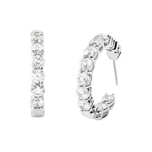 Michael Kors Brass and Cubic Zirconia Hoop Earrings for Women, Color: Silver